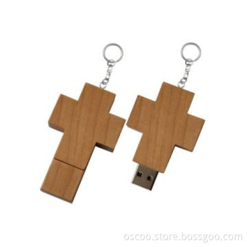 wooden cross shape usb flash drive